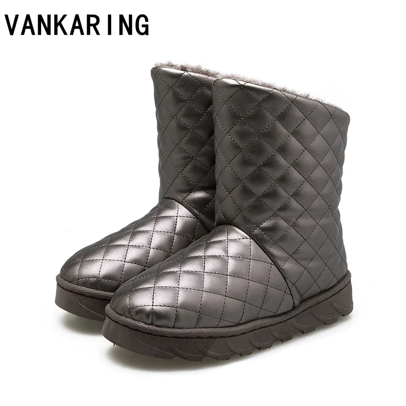 

VANKARING winter snow ankle boots women warm shoes faux fur snow boots female casual outdoor shoes platform non slip black white
