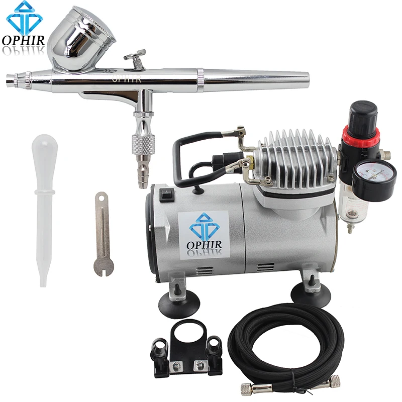 OPHIR Airbrush Kits with 110V,220V Air Compressor Dual Action Airbrush