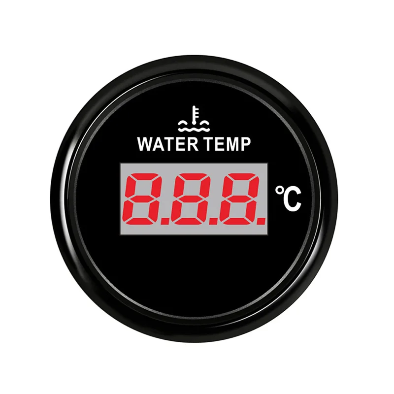 2 ''52 мм Автомобильный цифровой синий светодиодный датчик температуры воды Цельсия автомобильные аксессуары интерьер гоночный Авто водяной бак Индикатор уровня - Цвет: Black Gauge