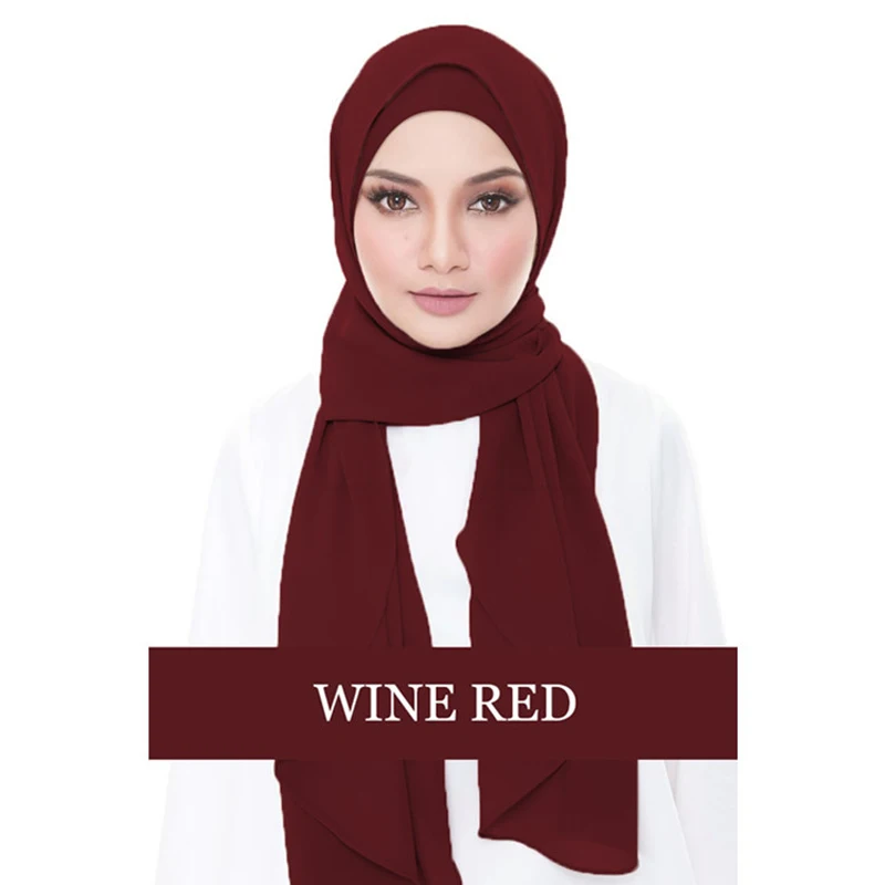 

New Muslim Chiffon Scarf Hijab Plain Islamic Patchwork Muslim Scarf+Inner Hijab 11 Colors Free Shipping