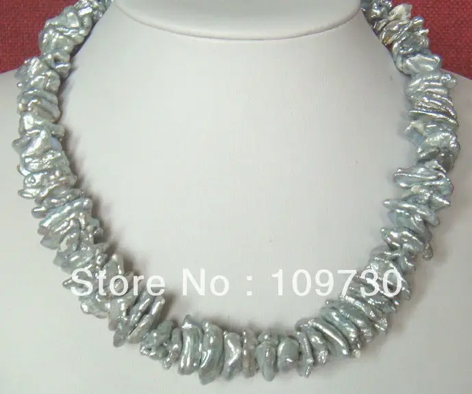 

Jewelry 0015201 18"19-20MM NATURAL SOUTH SEA GENUINE SILVERY GRAY UNIQUE PEARL NECKLACE