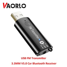 VAORLO V5.0 автомобильный комплект Bluetooth приемник 3,5 мм AUX стерео аудио беспроводной адаптер USB FM передатчик для автомобиля Handfree FM модулятор