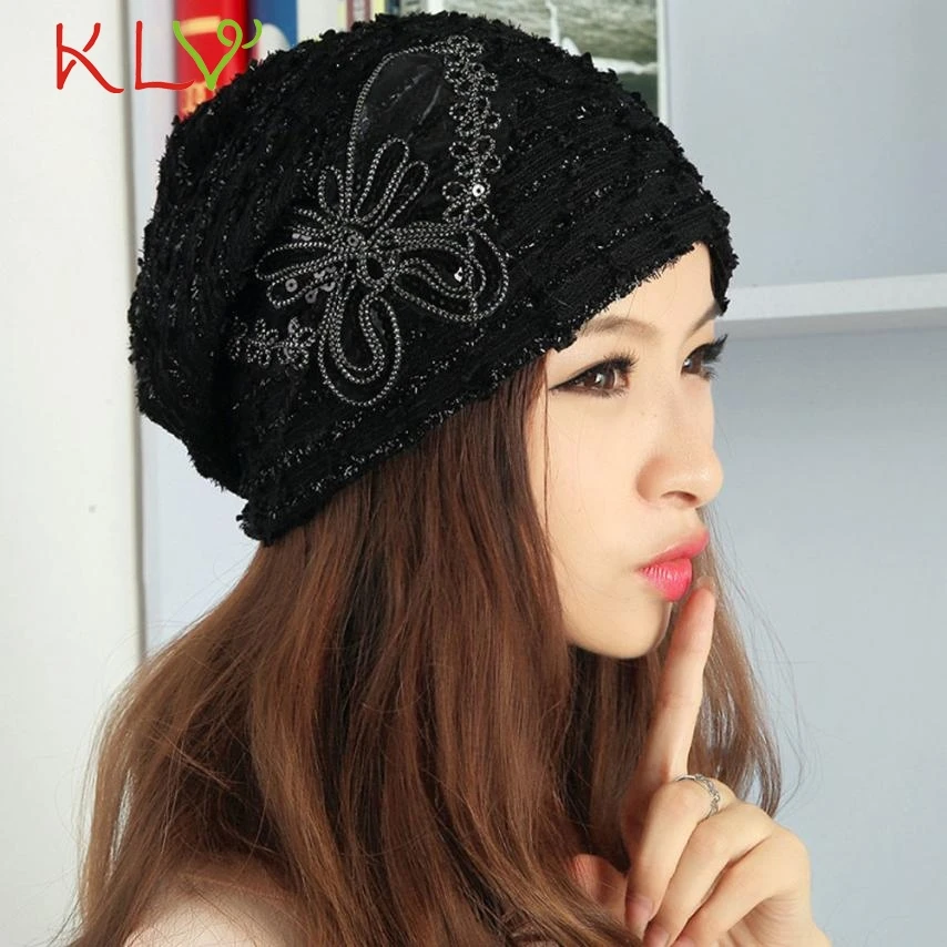 

CharmDemon 2016 Women's Winter hat Lace Butterfly Beanie Lady Skullies Turban Cap at5