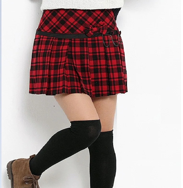 

2018 Autumn Fashion Popular Style Pleated Short Skirts Women's Red Scotland Skirt Tartan Kilt Plaid Skirt Teen Girls Student