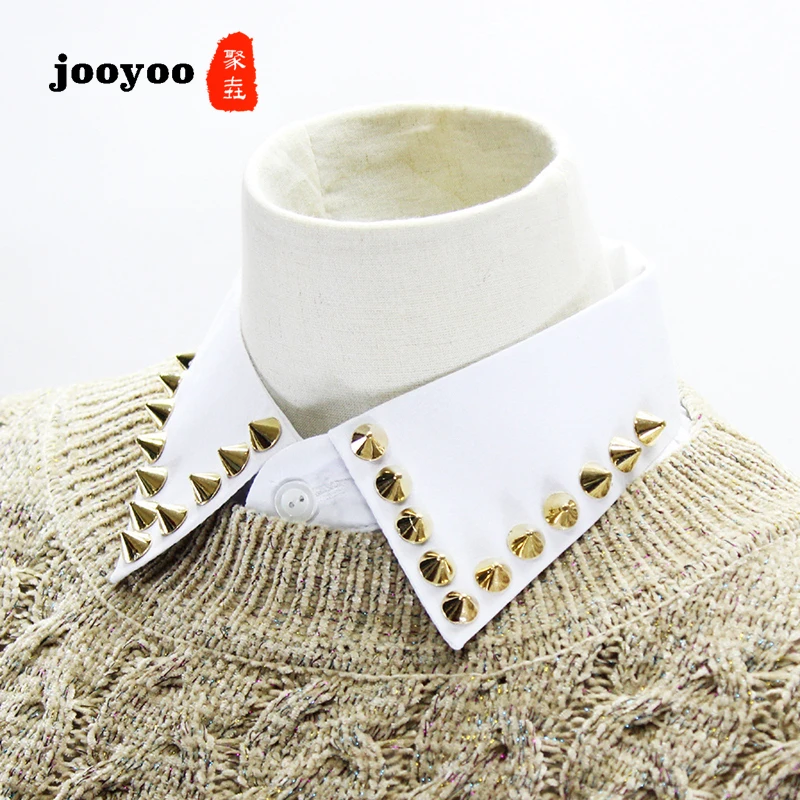 Новое поступление хлопок декоративный воротник свитер поддельные съемный воротник рубашка с заклепками воротник Jooyoo