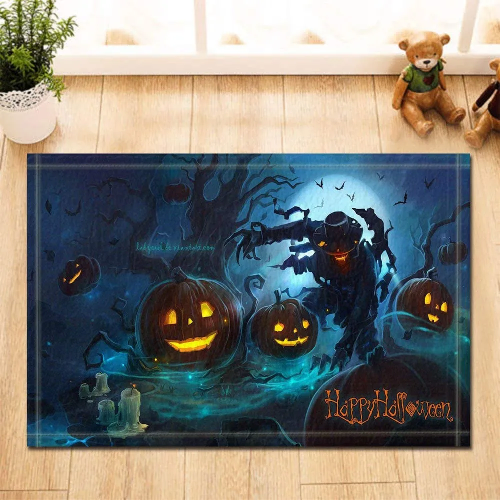 Hooween декор ужас Тыква свеча призрак фу Луна фон для ванной ковры Нескользящие