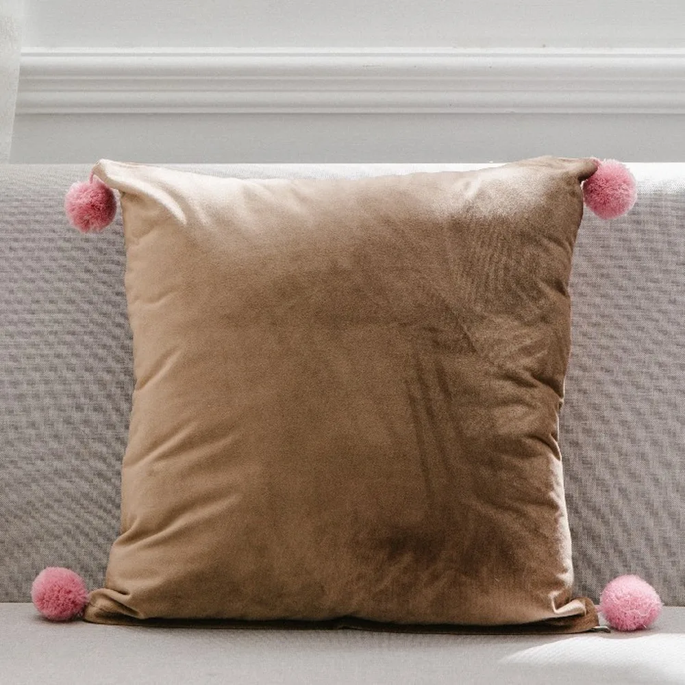 45x45 см мягкий бархат Pom Чехлы для подушек роскошный плюшевый мяч сиденья Накладка для украшения дома 18 дюймов