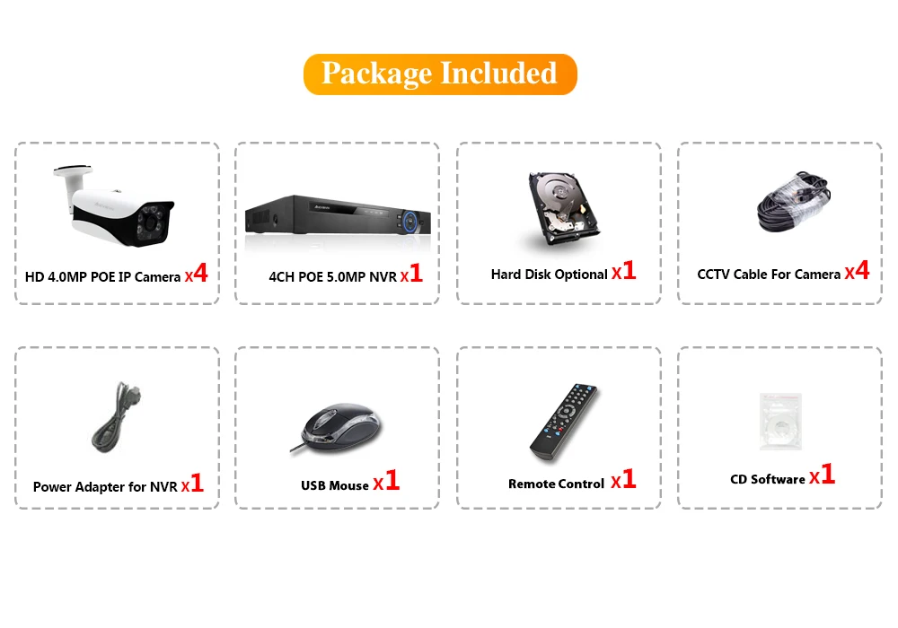  8CH 5MP POE NVR CCTV sistema de seguridad con 4 piezas 4.0MP registro de Audio cámara IP IR P2P Vid