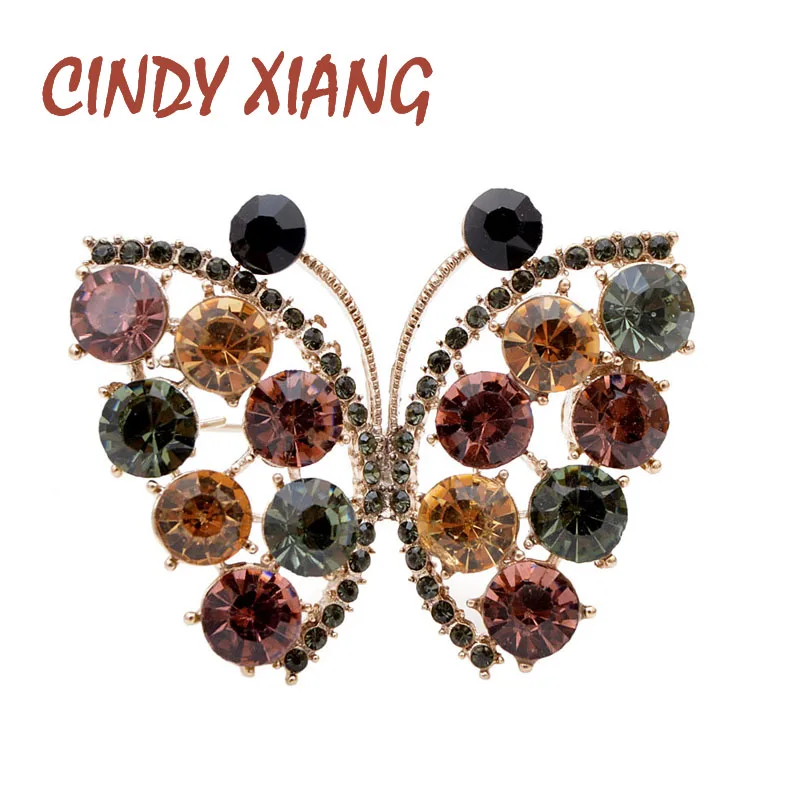 CINDY XIANG New Arrival Rhinestone Butterfly Brooches For Women Elegant Shining Sparking Insect Pin Dress Jewelry Wedding Pins