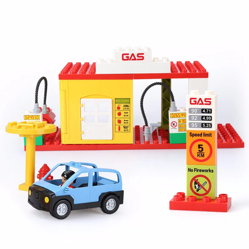 

Diy Gas Station Legoingly Duploe Big Size Building Blocks Bricks Learn Toy for Babys Compatible with Birthday Chrismas Gifts