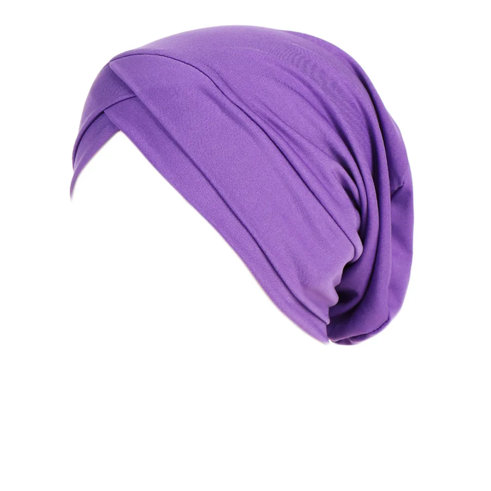 DOUDOULU женские шляпы для женщин мусульманская гофрированная раковая химиотерапия шляпа бини шарф Тюрбан головной убор кепки женские шапки# SS - Цвет: Фиолетовый