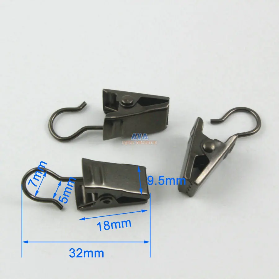 50 Pieces 32x9.5mm Gunmetal Hook Clips for Curtain Drapery