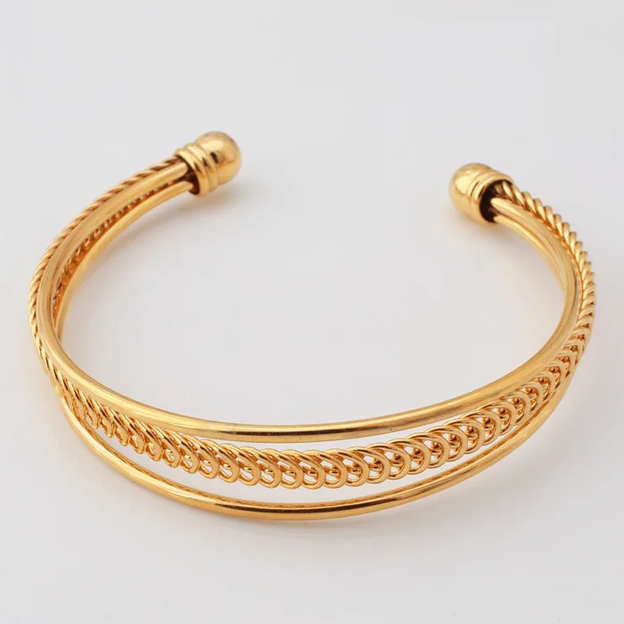 Bracelets Women 18K Real Gold Plated Cuff Bracelets High Quality