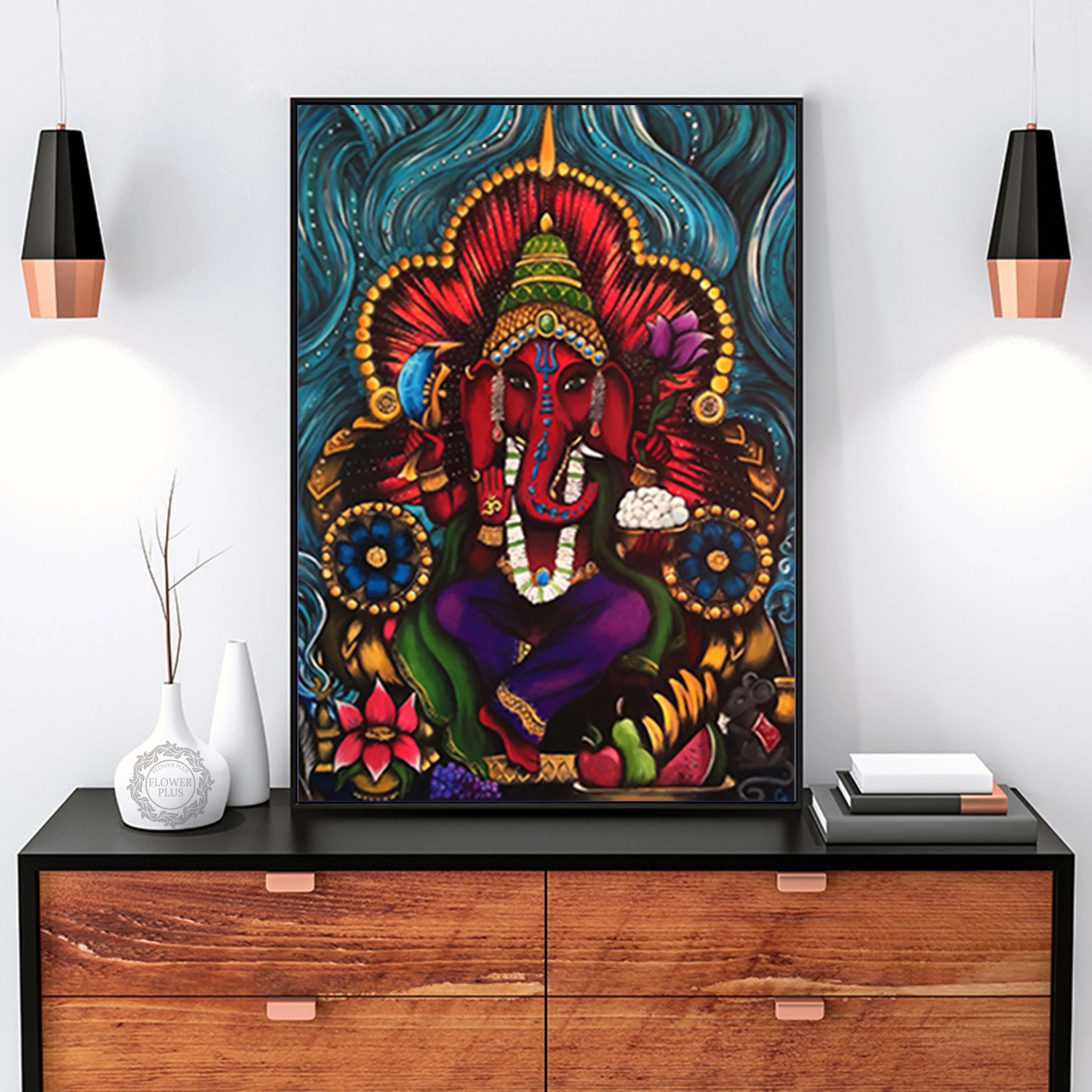 

Modern Abstract Canvas Painting Modern Wall Art Picture The Hindu God Ganesha Canvas Posters and Prints For Home Wall Decoration