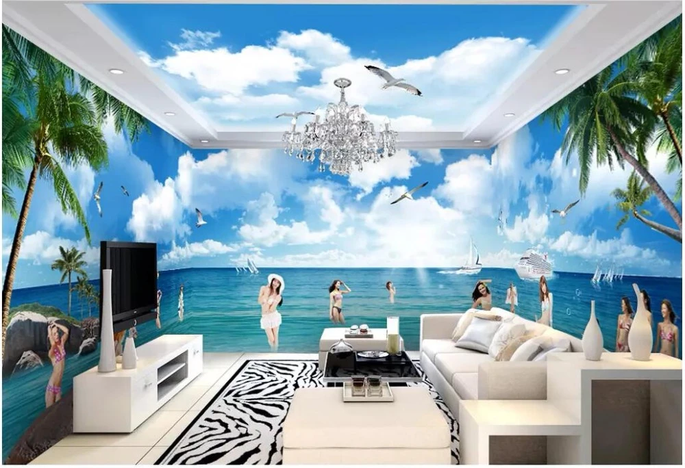 3d ルーム壁紙風景カスタム壁画写真美少女水着絵画 3d 壁の壁画の壁紙 3 D Wallpaper Angels Painting Kandinskywallpaper On The Wall Aliexpress