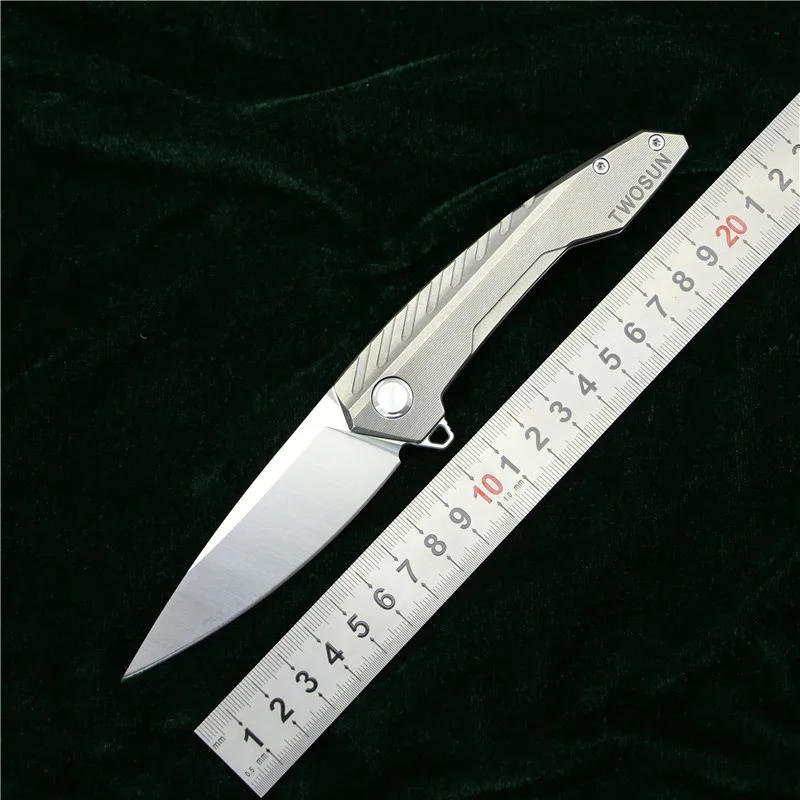 

LOVOCOO TWO SUN TS05 Flipper ball brearing folding knife D2 blade titanium camp hunting Pocket knives outdoor Survival EDC Tools