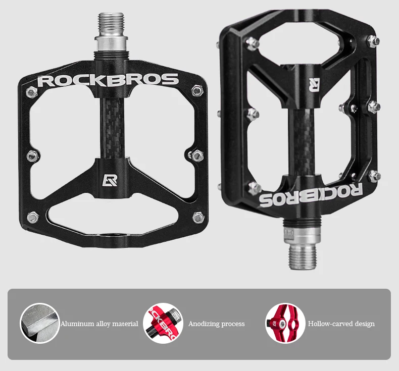 ROCKBROS MTB велосипедные педали герметичный DU подшипник алюминиевый сплав велосипедные педали полый Сверхлегкий нескользящий шип велосипедная часть плоская