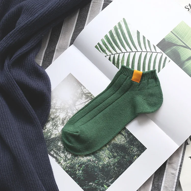 22 см, Летние Стильные мужские и женские лодочные носки, брендовые модные хлопковые носки, тапочки в стиле ретро, цветные носки с двойной иглой - Цвет: Зеленый