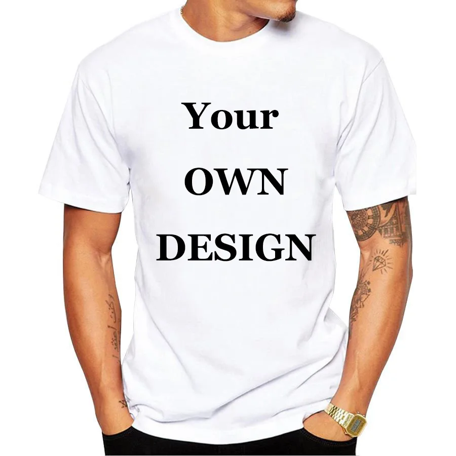 Your OWN Design Brand Logo/Picture White Custom t shirt Plus Size T ...