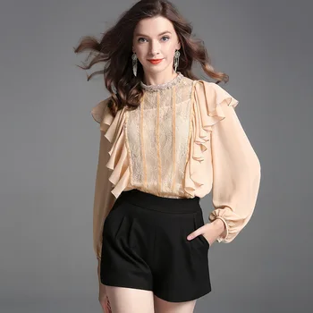 

chiffon blouse 5xl shirts casual bohemian women's blouses and tops ladies summer haute 2019 fashion top lantern hollow out sexy