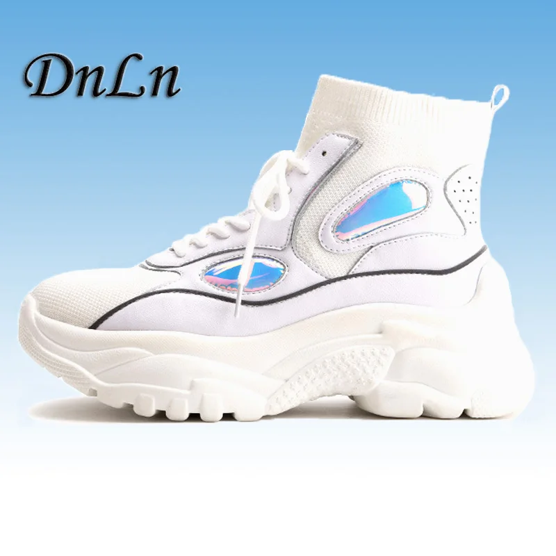 

2018 Newest Trendy Shoes Woman High Top Sneakers Women Knit Platform Shoes Ladies Ankle Boots Chunky Glitter Sock Shoes 25D50