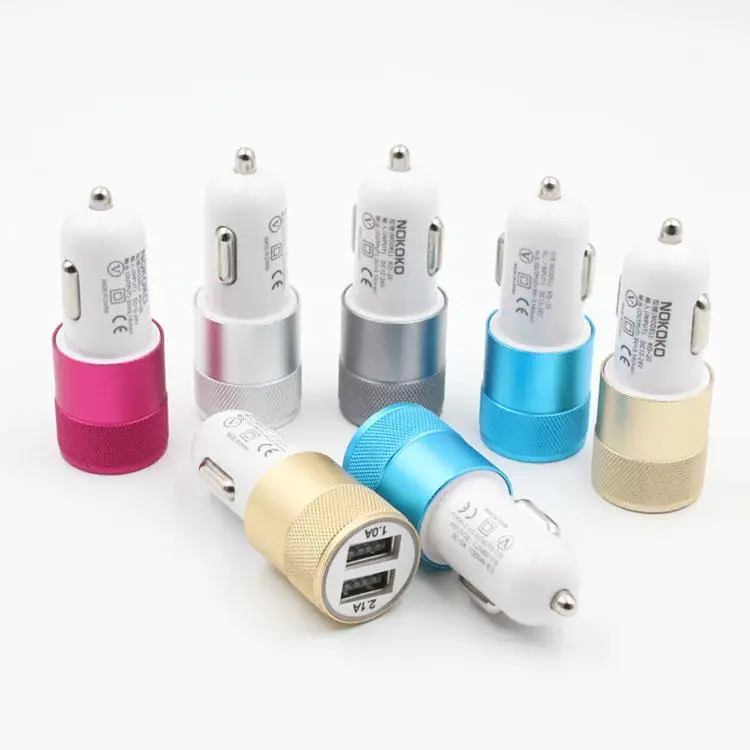 500 шт NOKOKO металлический двойной USB порт автомобильное зарядное устройство