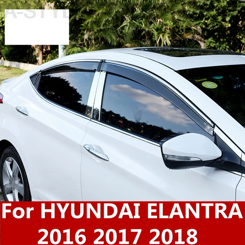 Для hyundai Elantra хромированный автомобильный солнцезащитный козырек, защита от дождя, Защита от Солнца/дождя, автомобильные аксессуары