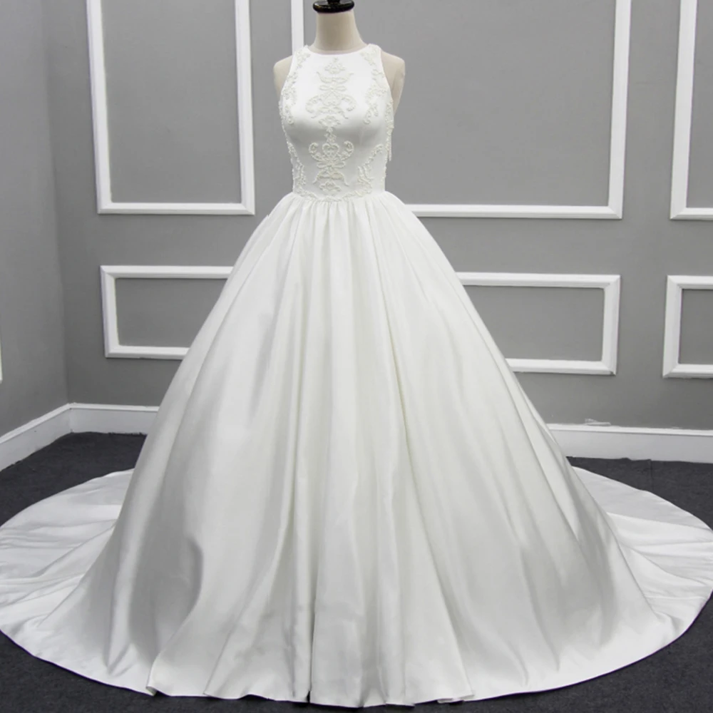 

Robe De Mariee New Special Lace Beading Pearls Sexy Open Back France Satin Ball Gown Wedding Dress Alibaba China Abito Da Sposa