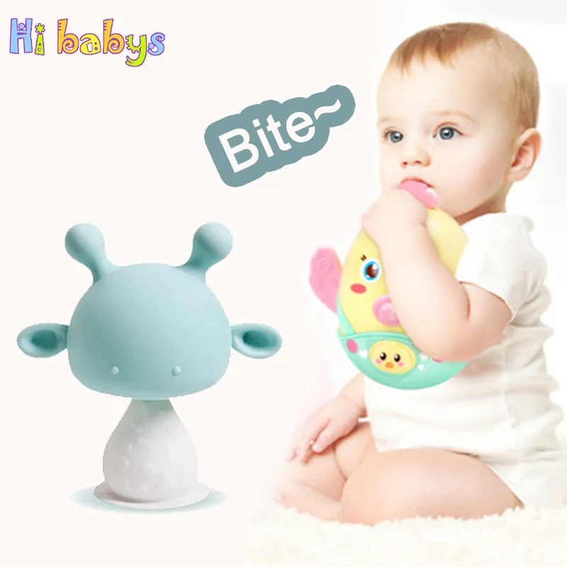 

Silicone Baby Teether Handle Teething Musical Bell Toy Infant Pacifier Hand Bell Newborn Rattle Teething Training Education toy
