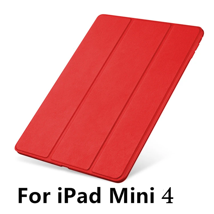Для iPad Mini чехол из искусственной кожи Мягкий силиконовый кожаный чехол-книжка с задней панелью Стенд Тонкий чехол для iPad Mini 1/2/3/4 Coque умный защитный чехол - Цвет: Red 2