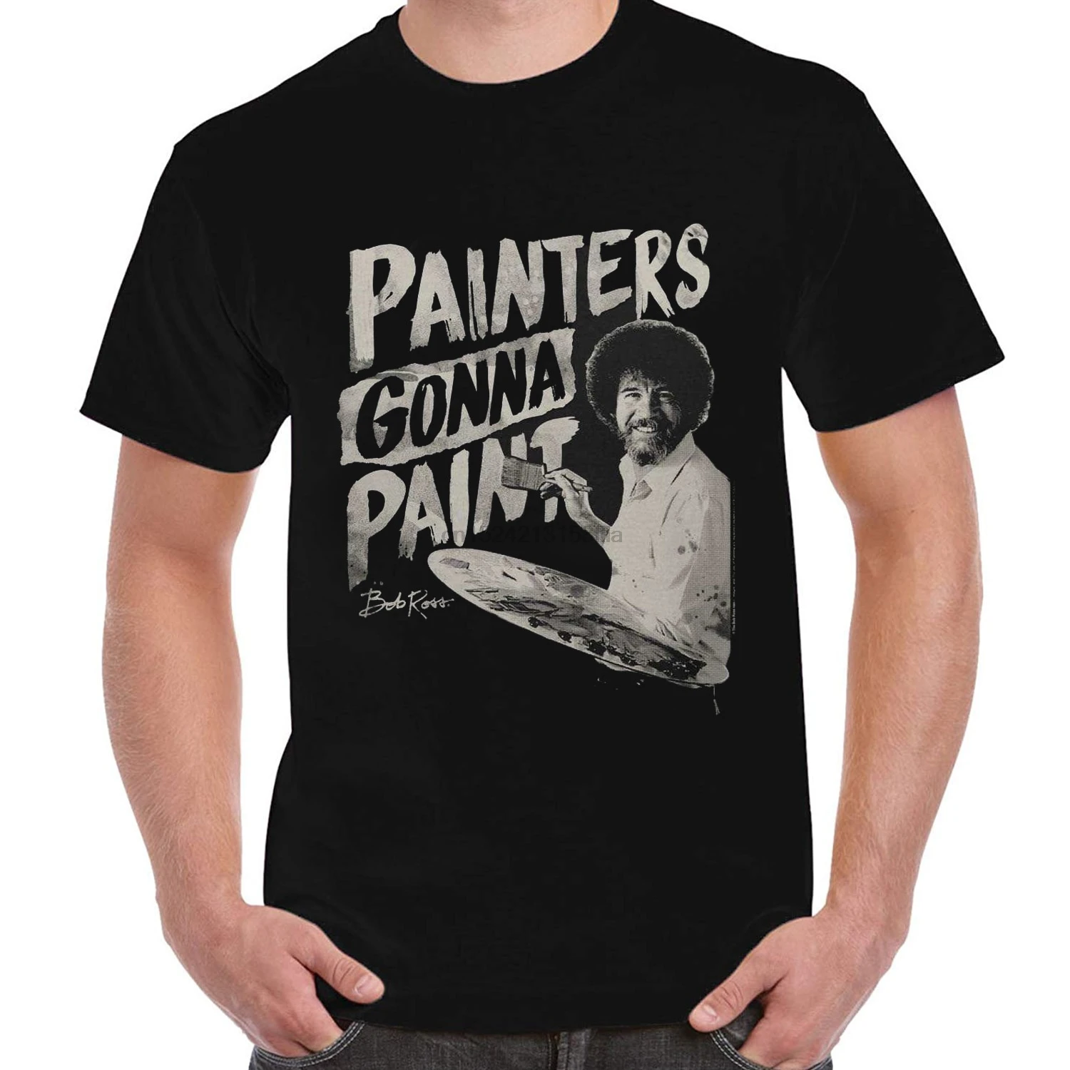 

T-Shirt Teenage Male Casual T shirts 100% Cotton Short Sleeve Bob Ross Painter Gonna Paint The Joy of Painting T-shirt