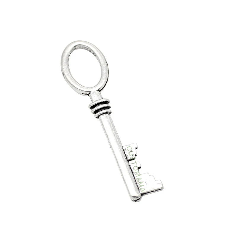 40pcs-Key Charms. Antique Silver 2 Sided Key charm pendant 45x11mm | Украшения и аксессуары