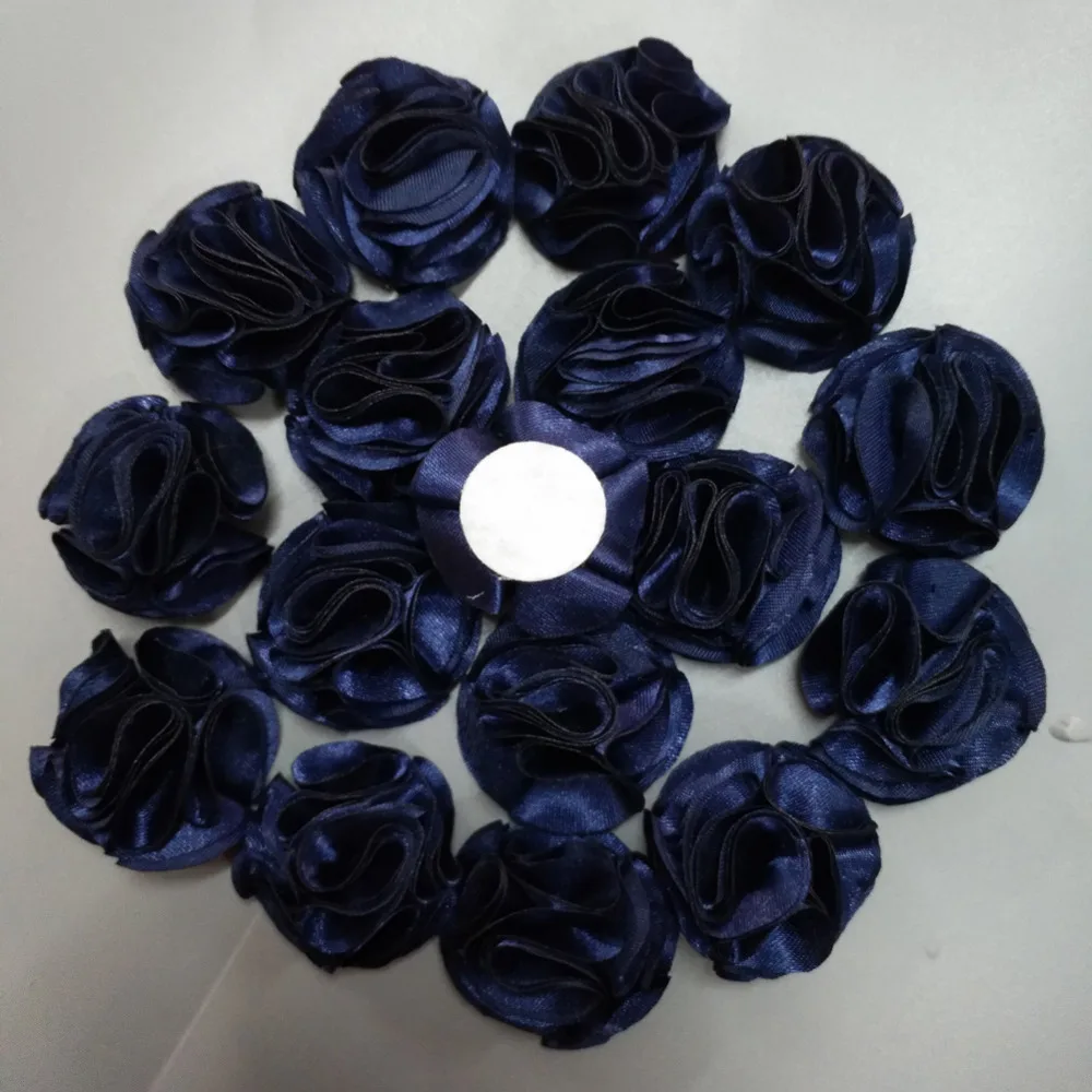 20 шт./упак. Темно-Синий Атлас Роза ручной работы Размеры 3,5 см искусственные розы лента цветок ручная работа Букеты свадебные аксессуары для волос