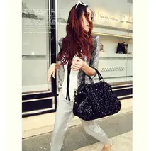 New fashion ladies shiny PU leather handbag retro shoulder bag black sequins female Messenger bag handbag pu material ladies handbag 2017 new fashion cross handbag shoulder bag messenger bag hair ball decoration cheap female bag canta