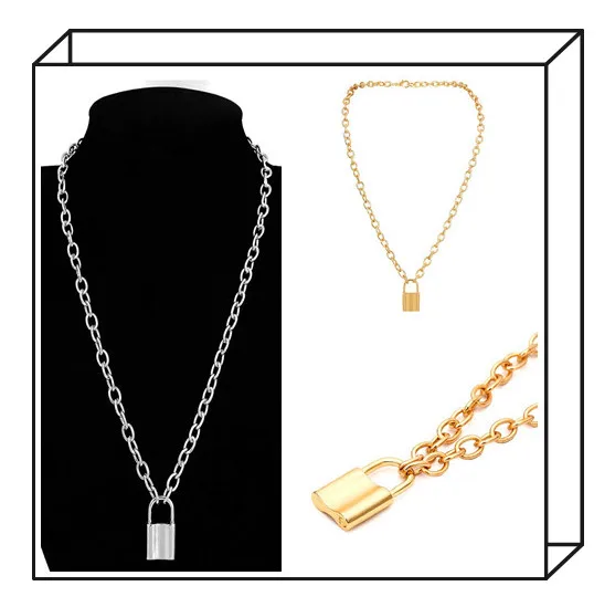 Padlock Pendant Necklace For Women Silver/Glod ColorStainless Steel Chain Necklace Friendship Jewelry Gifts