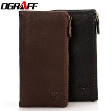 OGRAFF 2017 Hommes portefeuilles en cuir véritable célèbre marque bourse d’argent clip designer carte portefeuille hommes d’embrayage à long portefeuille dollar prix