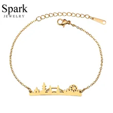 Spark нержавеющая сталь Лондон мост, пейзаж браслеты простой Регулируемый город горизонт Шарм браслет для женщин сувениры подарок