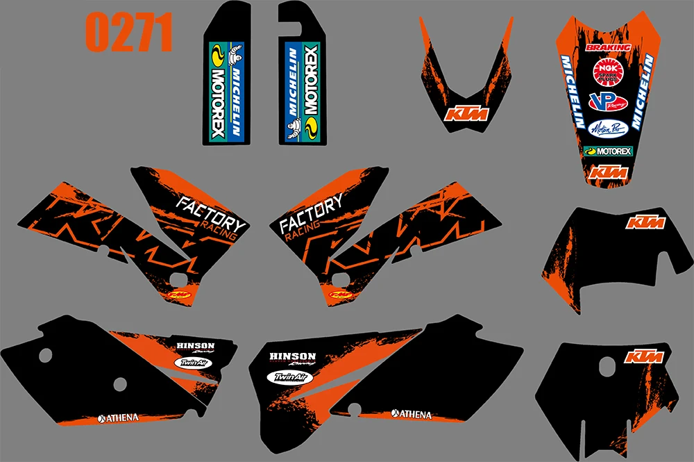 

4 STYLES TEAM GRAPHICS BACKGROUNDS DECALS STICKERS FOR KTM EXC 2005 2006 2007