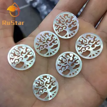 

50pcs/lot 20mm 100% Natural Round Life of Tree Mother of Pearl shell for DIY Jewelry Hollow life of Tree MOP Pearl shell Beads