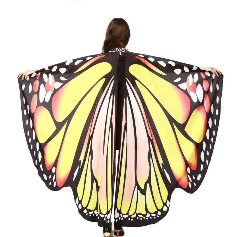 Модные новые женские бабочки крыло шаль шарфы женские Nymph Pixie пончо костюм аксессуар печати пашмины Лето
