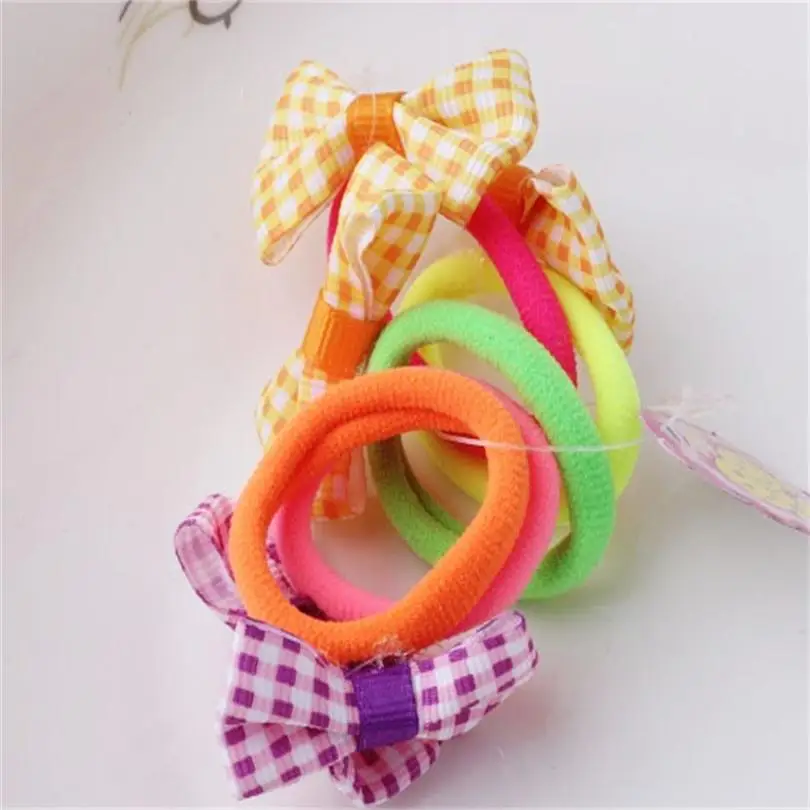 New Children's Bowknot Dot Elastic Hair Bands Colorful Hair Ring Cute Girl Princess Hair Rope For Children Acessorio De Cabelo T