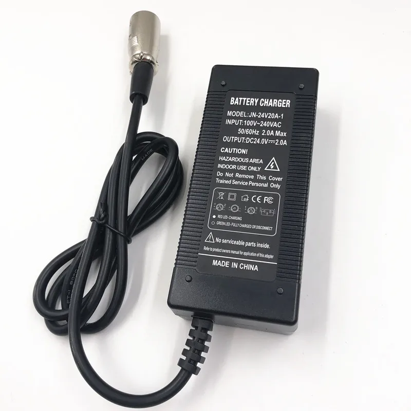 24V 2A Charger for 24V E-bike lead-acid battery for E-scooter Ebike  lead-acid battery XLR metal connector good qualigy
