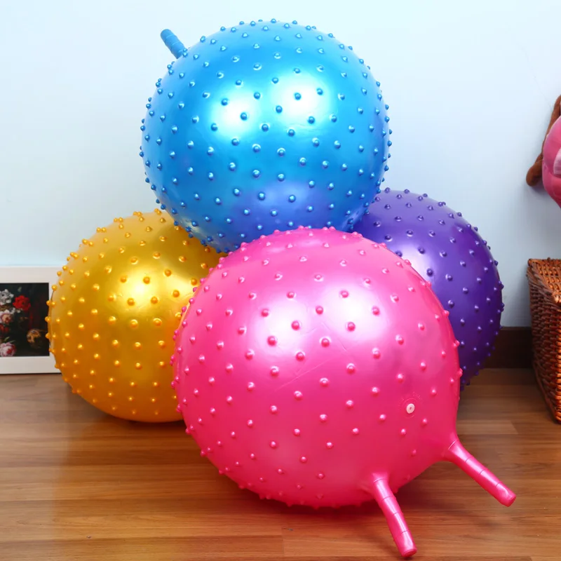 astounding  45cm rubber bouncing jump balls inflatable massage horn toy children Jumping balloon game sports ou