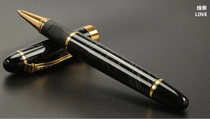 Jinhao 450 ролик мяч черная ручка Золото шариковые ручки с клипсами черные чернила Ручка для письма для бизнес и офиса