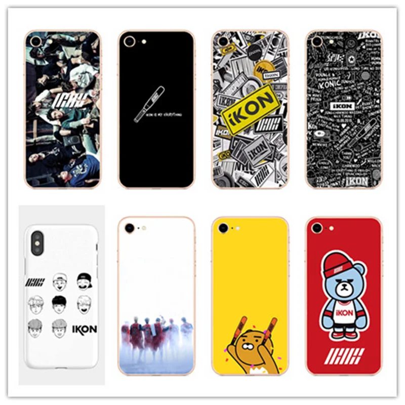 

IKON KPOP Boy Group Soft Phone TPU Case Cover For iphone 4 5 6 7 8 PLUS X back Coque Fundas Capa