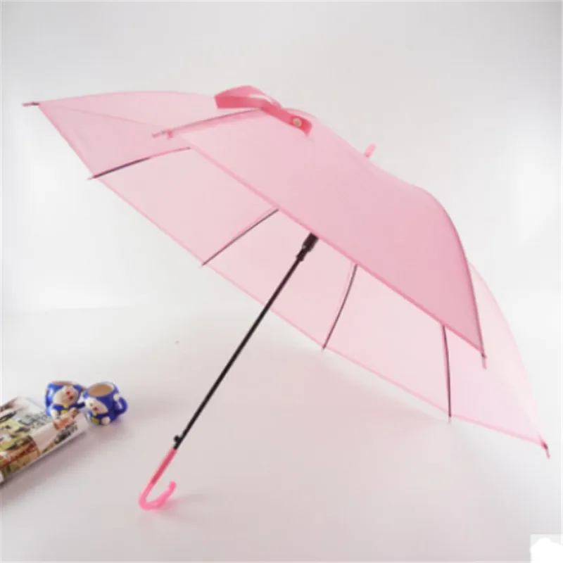 Цветной прозрачный автоматический зонтик от дождя для свадебной вечеринки, водонепроницаемый зонтик для детей - Цвет: Розовый