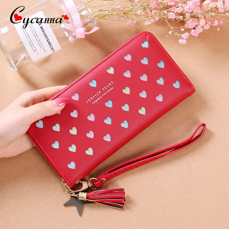 

Fashion Wallet Women Cute Style Women Wallet Heart Hollow Out Pattern Folding Female Purse Phone Pocket Card Holders Handbags
