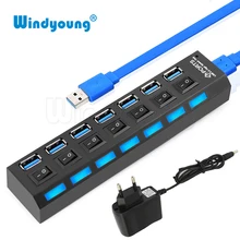Windyoung USB Hub 3 0 High Speed 7 Port USB 3 0 Hub with EUPower Adapter