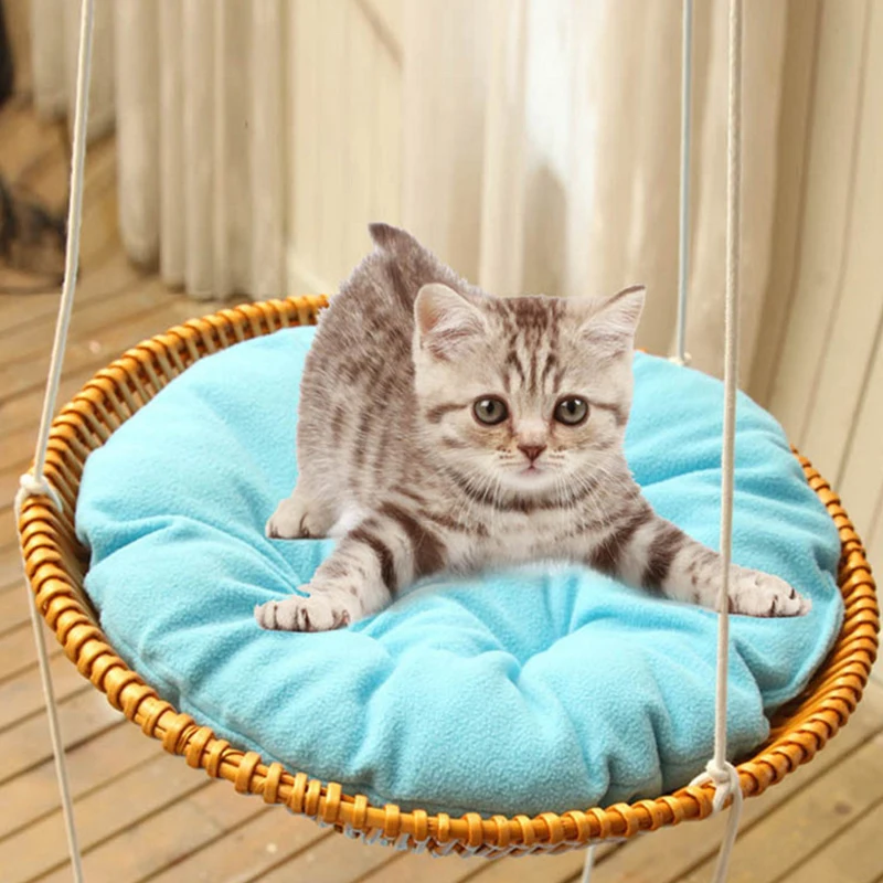 Hand Knitting Round Cat Bed Pet Hammock Pad Bed Nest Sunny Seat Cat