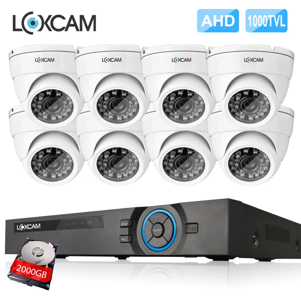 LOXCAM 8-канальная система видеонаблюдения 960h dvr комплект 8 шт. 1000tvl безопасности Крытый Купол ИК ночного видения камера система DVR Комплект hdmi 1080p dvr